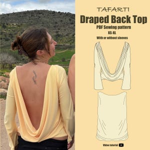 PDF-naaipatroon aan de achterkant met gedrapeerde achterkant | Video-tutorial | XS-XL | A0-A4|