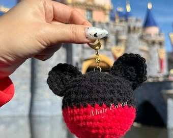 Mickey Keychain, Crochet Mickey Charm, Crochet Mickey Bag Charm, Mickey Mouse Inspired Accessories