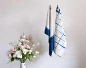 Linen Shibori Eco Tea towel kitchen cloth natural indigo hand dyed Australia Bind and Fold