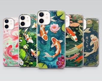 Koi Fish Phone Case Japanese Art Cover voor iPhone 17, 16Pro, 15, 14, 13, 12, Samsung S25, S24, S23, S22, A16, A56, A55, Pixel 10Pro, 9Pro
