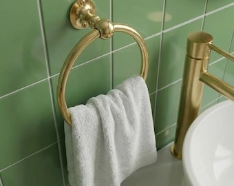 Unlacquered Brass Towel Ring | Handmade Moroccan Bathroom Hardware