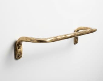 Handmade Unlacquered Brass Vintage Towel Holder – 100% Solid Wall Mounted Bathroom Rail