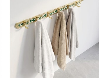 Unlacquered Brass Wall Hook Rail – Handmade Resin Coat Rack