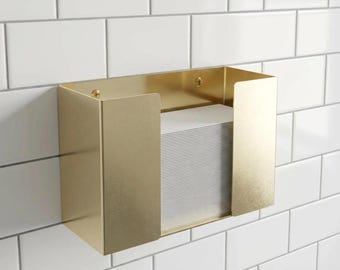 Massiv mässingshållare för pappershanddukar, väggmonterad dispenser för badrum eller kök