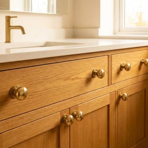 Handgjorda knoppar i massiv mässing – Lyxiga lådhandtag i smält mässing, moderna köksbeslag 6 KNOBS