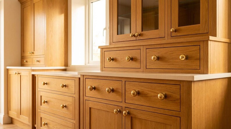 Handgjorda knoppar i massiv mässing – Lyxiga lådhandtag i smält mässing, moderna köksbeslag bild 5