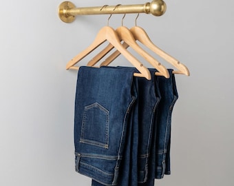 Handcrafted Solid Brass Clothes Rail – Modern Wall-Mounted Garment Rod for Luxury Interiors