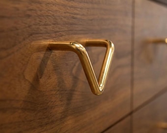 V Design Solid Brass Cabinet Pull | Modern Luxury Drawer Handle