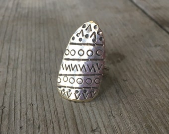 Upcycled Spoon Ring - Handmade Spoon Ring - Artisan Statement Ring - Stamped Spoon Ring