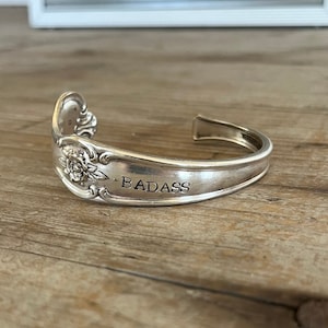 Spoon Cuff Bracelet - Handmade Upcycled Silverware Jewelry - Stamped Silverware Statement Jewelry - BADASS