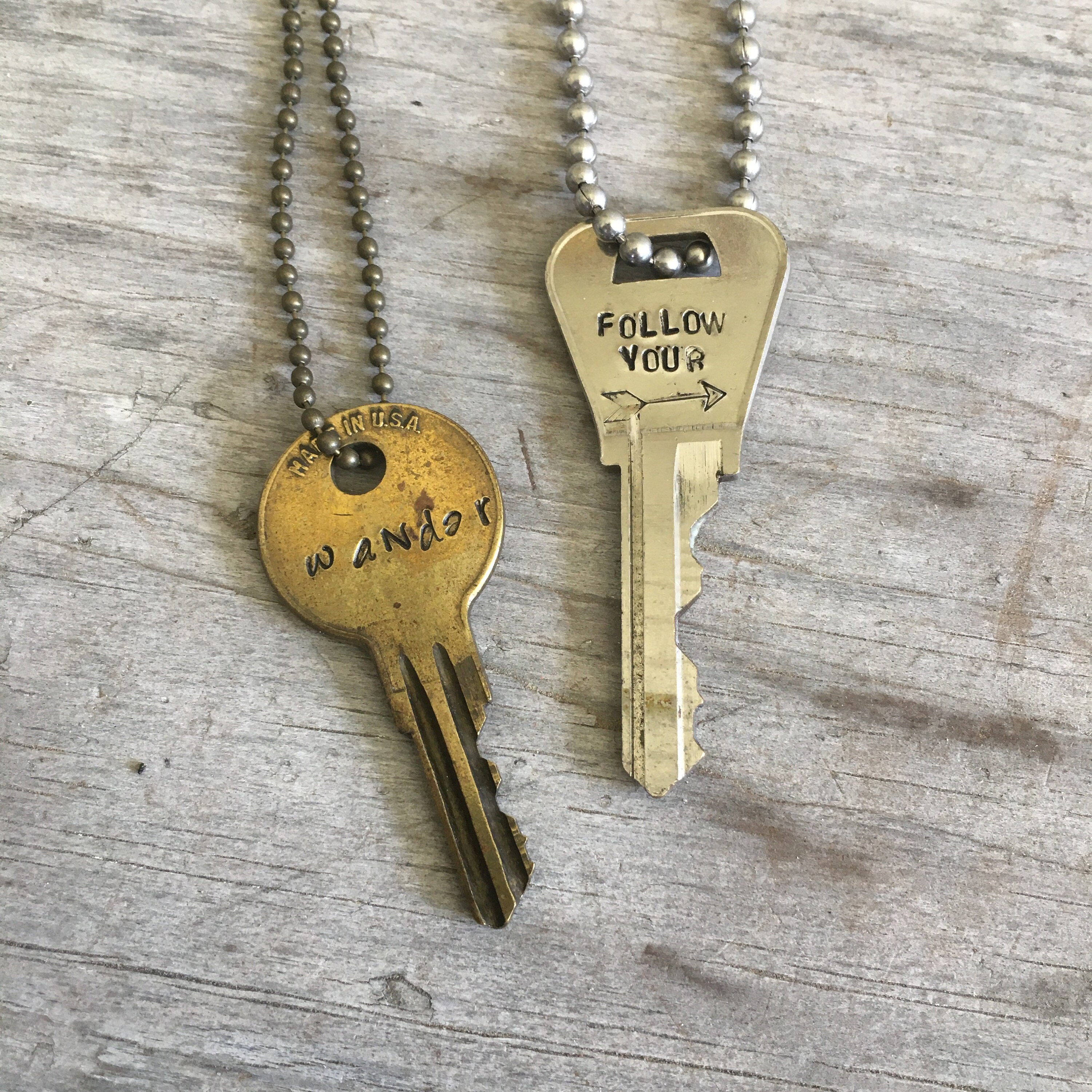 Hand Stamped Upcycled Key Necklace EXPLORE Giving Key Etsy Ireland