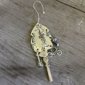 Silverware Ornament - Cake Server Christmas Tree Ornament - Upcycled Silverware - Tree w/ Charms Ornaments