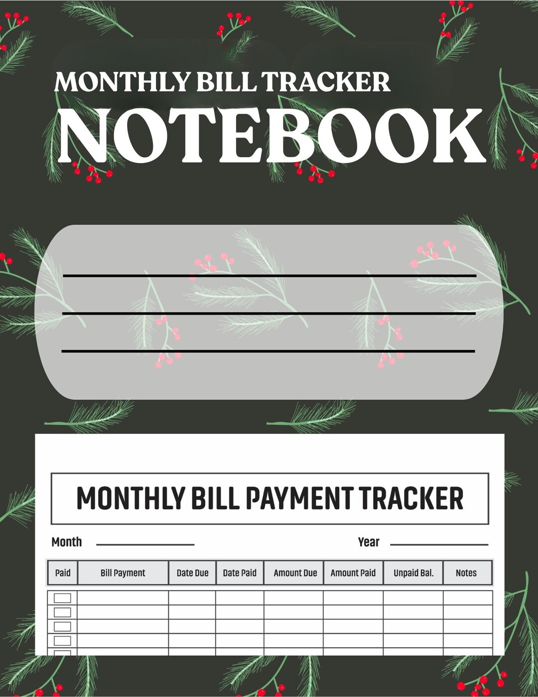 Bill Payment Tracker Printable | Monthly Expense & Bills Log | 120 ...
