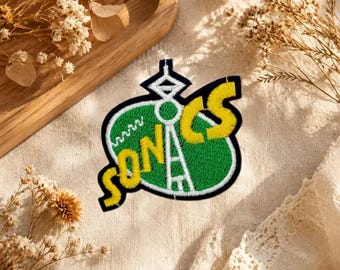 Parche bordado con gráfico abstracto de letras verdes y amarillas, insignia termoadhesiva de estilo deportivo retro, aplique para sudadera vaquera, material para manualidades.