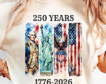 USA 250 Years Shirt, 1776 2026 America Tee, Statue of Liberty Top, Patriotic Bald Eagle Gift, 4th of July Wear