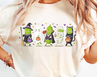 Halloween Pickle Shirt, Cute Spooky Pickle Characters, Comfort Colors T-Shirt