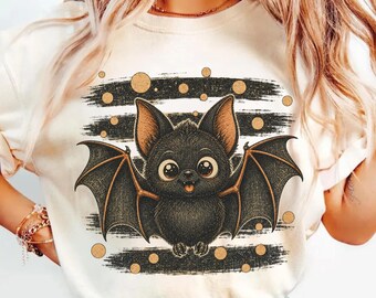 Cute Bat Shirt, Spooky Halloween Bat Graphic, Comfort Colors T-Shirt