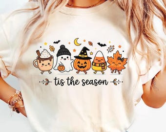 Fall Halloween T-Shirt, Cute Pumpkin Ghost Shirt, Comfort Colors Tee, Autumn Graphic Shirt