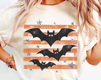 Halloween Bat Shirt, Vintage Spooky Bat Tee, Comfort Colors T-Shirt