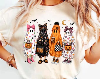 Halloween Ghost Shirt, Cute Spooky Season Tee, Ghost Girl Graphic T-Shirt, Comfort Colors Tee
