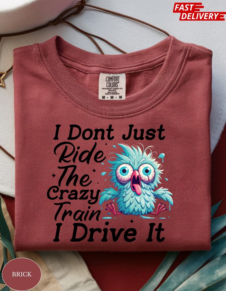 I Drive the Crazy Train Shirt, Funny Bird Graphic Tee,comfort Colors ...