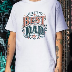 Cheers to the Best Dad PNG, Vintage Typography Fathers Day Design, Retro Dad Quote Graphic, Dad Gift Digital Download