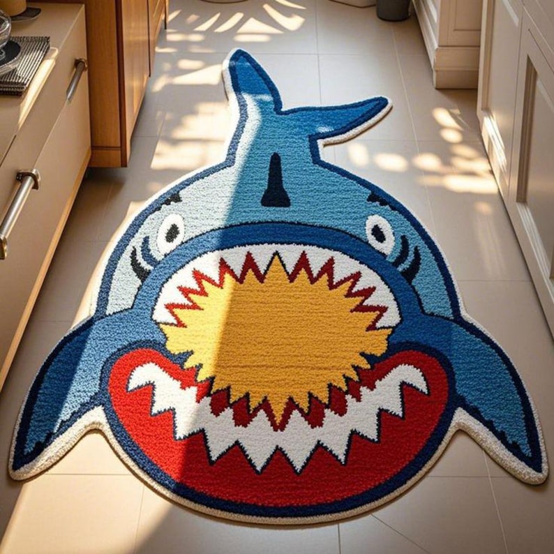 Hand-tufted Wool Shark Rug, Kids Playroom Carpet - Etsy
