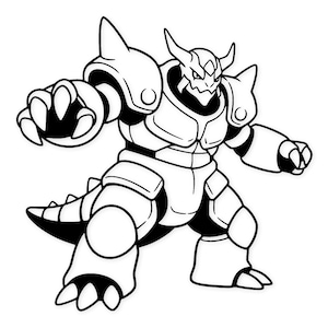 Aggron Silhouette Artwork: Djärv svartvit vektorillustration