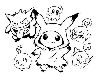 Mimikyu Digital Art: Schwarzweiße Vektor Illustration