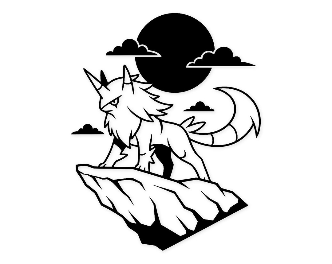 Absol Art Print: Black-and-white Vector Illustration - Etsy