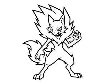 Zoroark Digital Artwork: Bold Black-And-White Vector Illustration