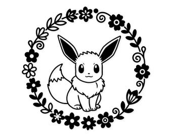 Evoli Digital Art: Schwarz-Weiß-Svg schwarze Umriss-Illustration