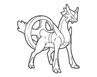 Arte digital de Arceus: Ilustración SVG en blanco y negro