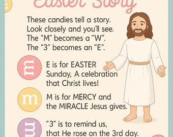 Religiöse Ostergeschenke, Er ist auferstandene druckbare Karten, Kirchen Handout für Kinder, Jesus Wundergedicht, DIY Ostern Korb Stuffer