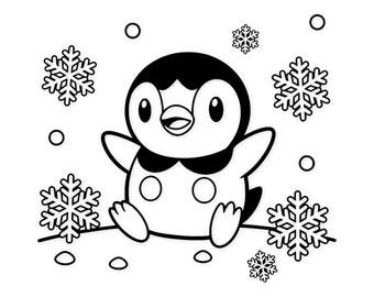 Piplup Digital Art: Black And White Vector Snowflake Illustration