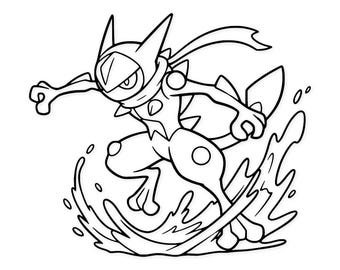 Greninja Digital Artwork: Bold Line Art Vector Illustration