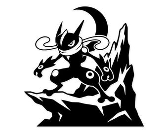 Greninja Silhouette Artwork: Black-And-White Vector Illustration