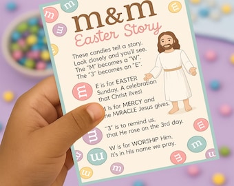 Oster Candy Story Tags, druckbare M & M Gedichtkarten, christliches Ostergeschenk, Auferstehung Sonntagsschultafel, digitaler Download PDF