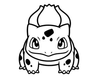 Bulbasaur Digital Artwork: Black And White Vector Outline