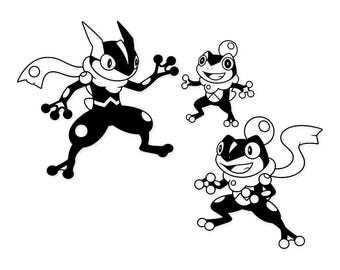 Greninja Digital Artwork: Black And White Vector Illustration
