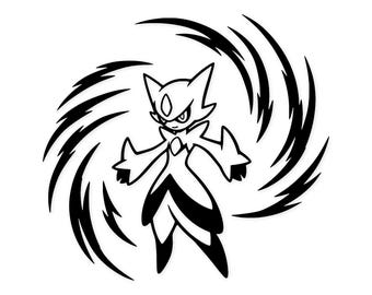 Arte digital de Gardevoir: Ilustración lineal en blanco y negro