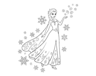 Elsa Digitale Zeichnung: Schwarzweiße Schneekönigin Illustration