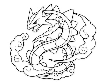 Rayquaza Digitale Kunst: Schwarz Weiss Vektor Illustration