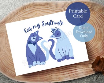 Heart Cat Printable Anniversary Card | 5x7" (Digital Download)
