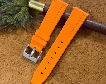 Correa de reloj de caucho FKM de 21 mm de liberación rápida, correa de reloj de buceo naranja con hebilla de pasador, correa de reloj deportivo impermeable