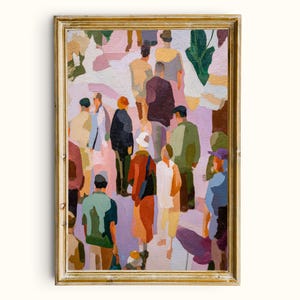 Impresión abstracta de multitud / Arte mural con figuras impresionistas coloridas / Pintura de personas modernas / Descarga instantánea imprimible