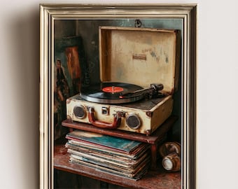 Vintage Record Player Print: Retro Vinyl Wall Art (Digital Download)