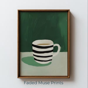 Modern illustration av kaffekopp, minimalistisk väggkonst från mitten av århundradet (digital nedladdning) 1327