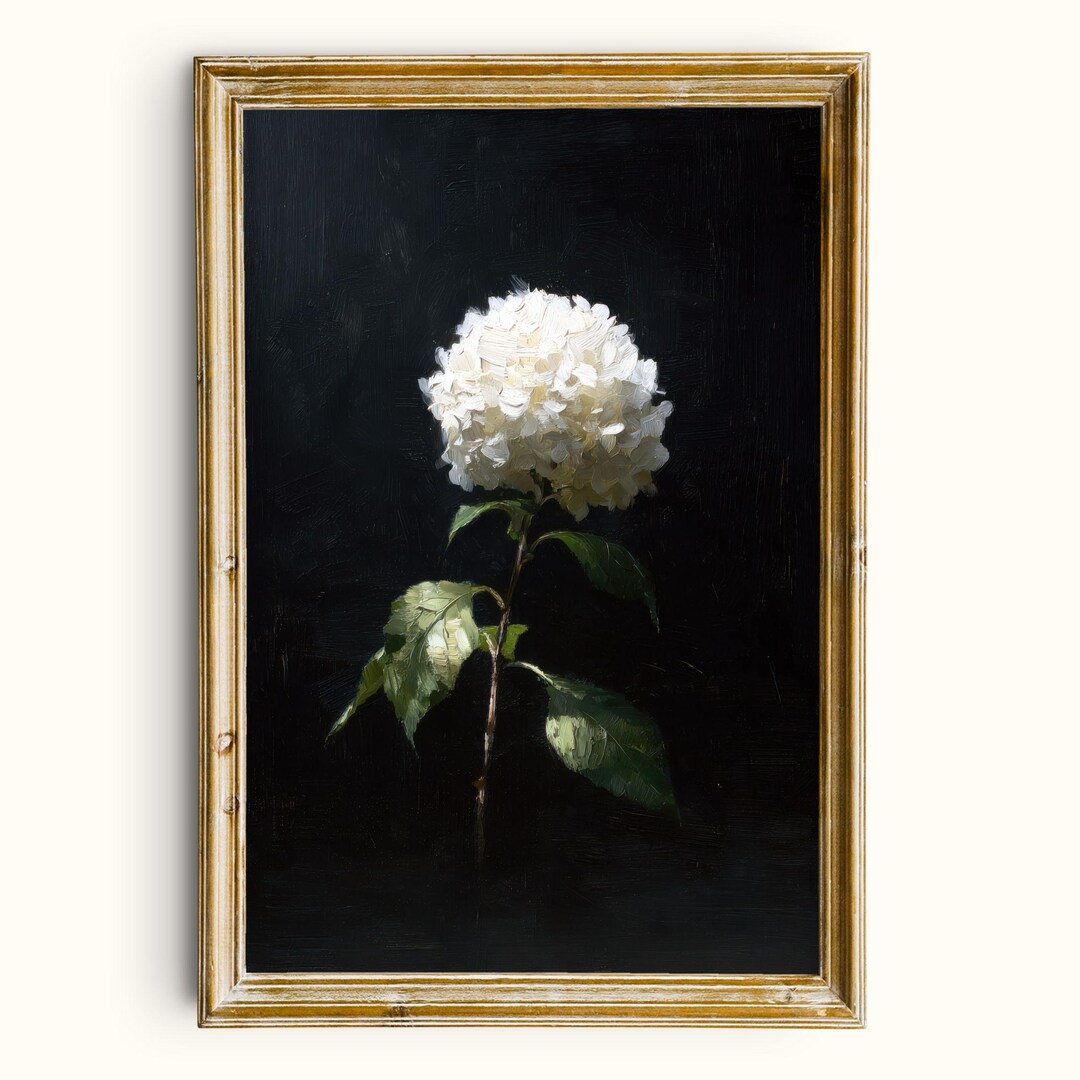 Moody Hydrangea Print | Vintage Botanical Wall Art (digital Download ...
