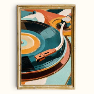 Vintage-Schallplattenspieler als druckbares Wandbild, Retro-Musikdeko (Digitaler Download)